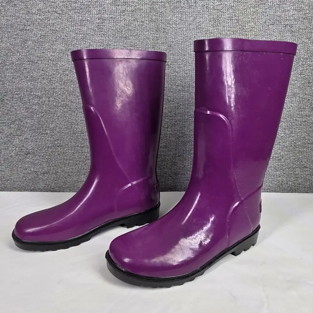 COLUMBIA CHILDREN’S DOWNPOUR RAIN BOOTS PLUM BLACK PURPLE - US SIZE 2